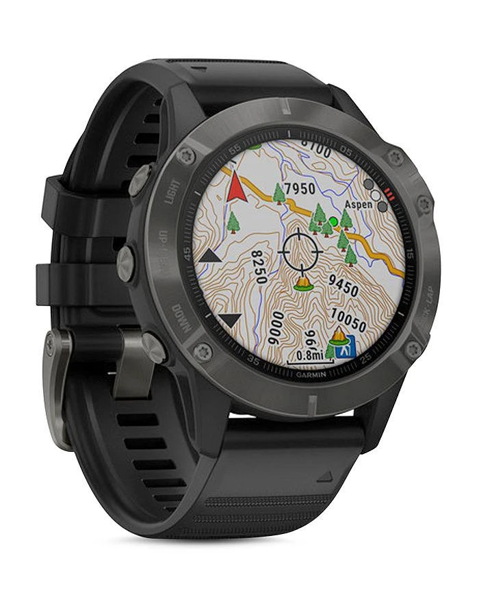 商品Garmin|Fenix 6 Silicone Strap Carbon Gray DLC Black Band Smartwatch, 47mm,价格¥5935,第3张图片详细描述