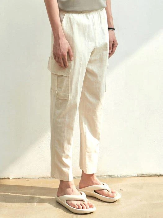 商品NICK NICOLE for MEN|Linen Cargo Pants Cream,价格¥620,第3张图片详细描述