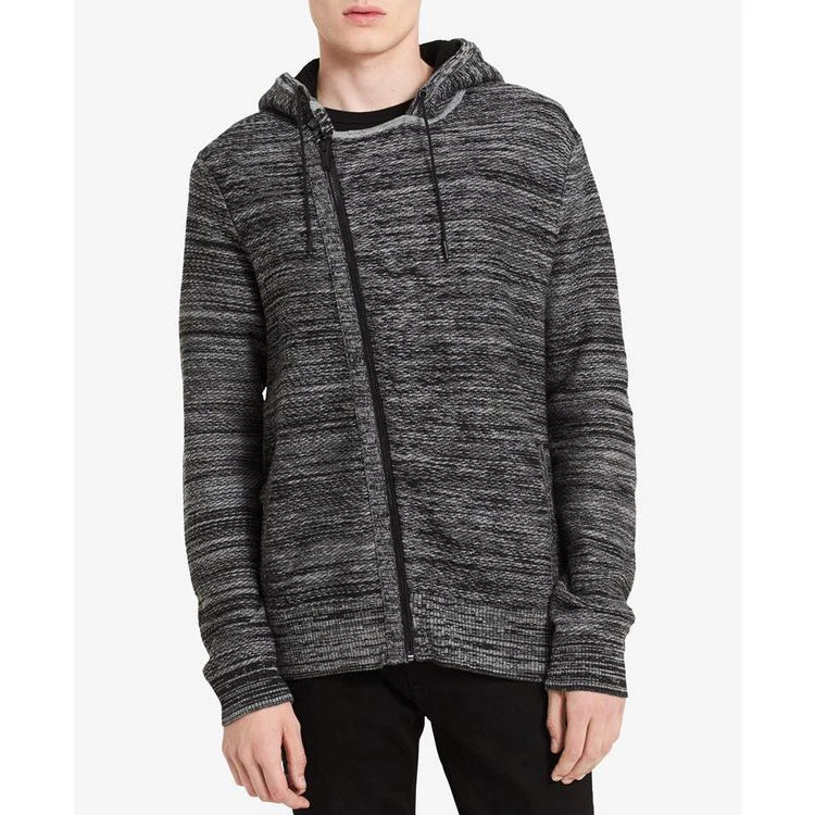 商品Calvin Klein|Men's Asymmetrical Full-Zip Sweater with Fleece-Line Hood,价格¥282,第1张图片