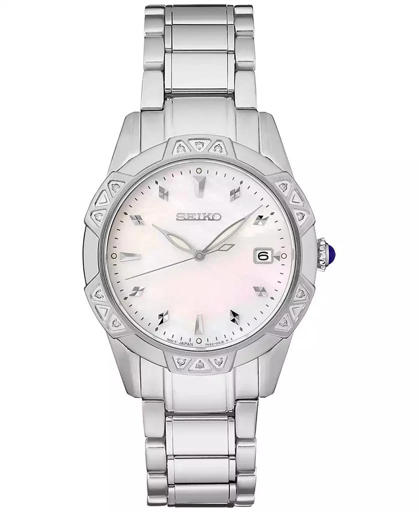 商品Seiko|Women's Diamond (1/6 ct. t.w.) Stainless Steel Bracelet Watch 33mm,价格¥3900,第1张图片
