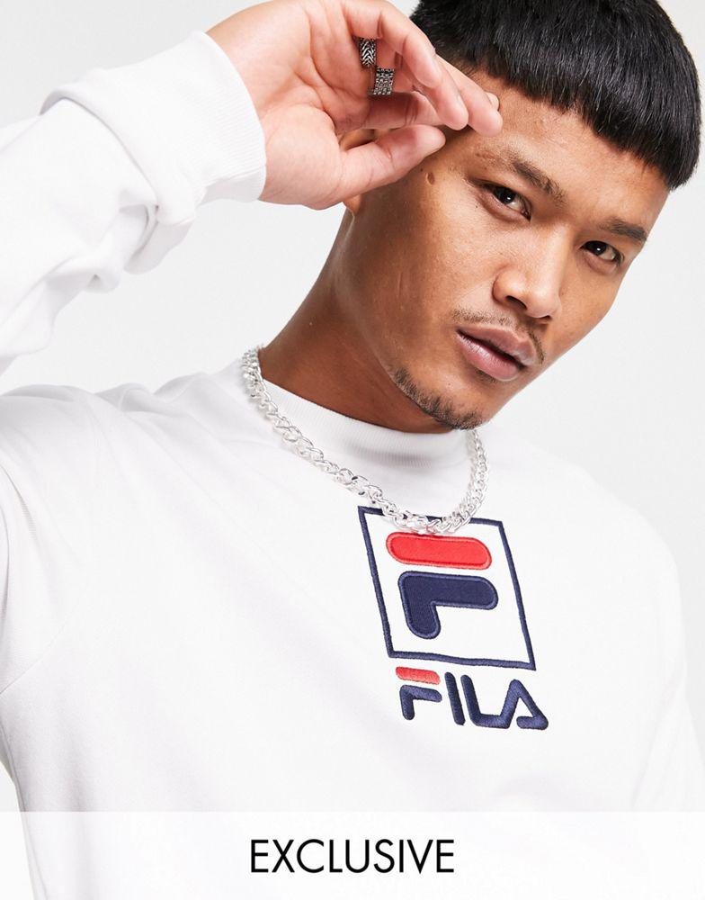 Fila large box logo sweatshirt in white exclusive to ASOS商品第1张图片规格展示