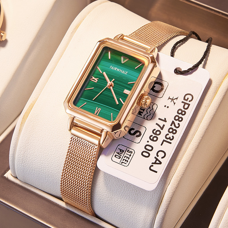 马克华菲爆款防水石英表女 复古时尚商务方形女士手表 小绿表商品第1张图片规格展示
