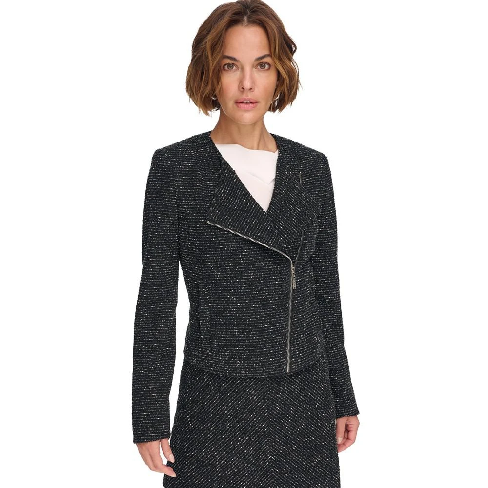 商品DKNY|Women's Collarless Zip-Front Moto Jacket,价格¥360,第1张图片