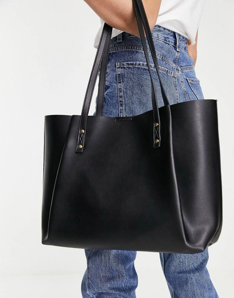 商品ASOS|ASOS DESIGN tote bag with removeable laptop compartment in black,价格¥265,第3张图片详细描述