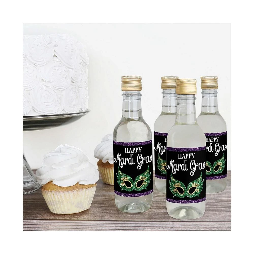 商品Big Dot of Happiness|Mardi Gras - Mini Wine Bottle Label Stickers - Masquerade Party Favor Gift 16 Ct,价格¥105,第3张图片详细描述
