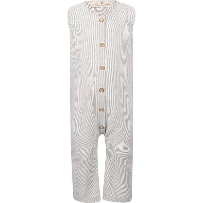 商品Tiny Bunny|Striped button up romper in grey and white,价格¥592,第1张图片