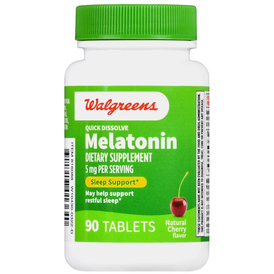商品Walgreens|Quick Dissolve Melatonin 5 mg Tablets Natural Cherry,价格¥82,第2张图片详细描述