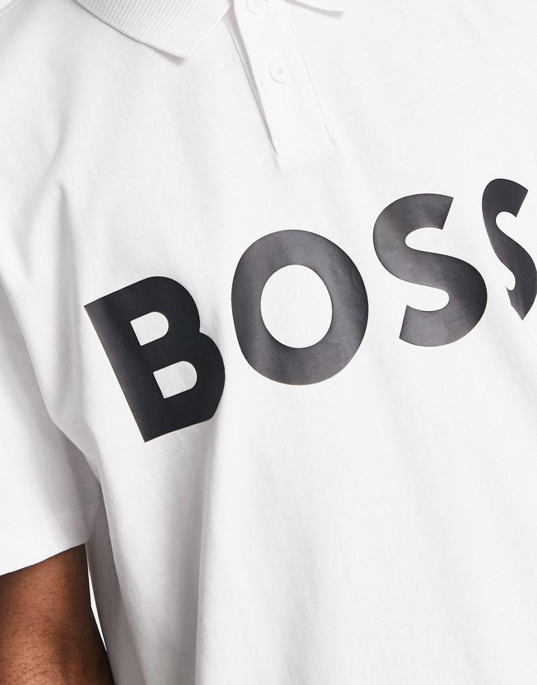BOSS Casual PeBigLogo large logo short sleeve polo in white商品第3张图片规格展示