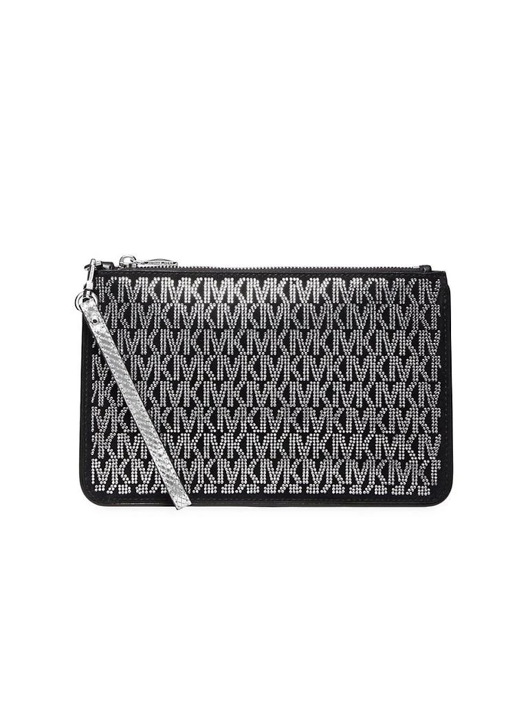 商品Michael Kors|Large Crystal-Embellished Suede Wristlet,价格¥855,第1张图片