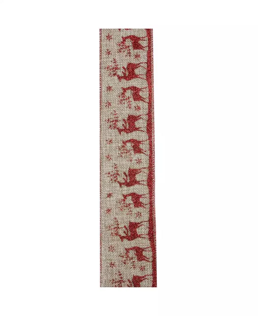 商品Northlight|Pack of 12 Wandering Red Reindeer Brown Burlap Wired Christmas Craft Ribbon Spools - 2.5" x 120 Yards Total,价格¥1010,第3张图片详细描述