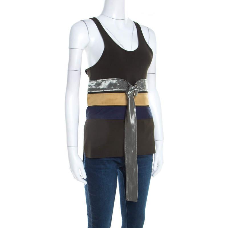 商品[二手商品] Celine|Celine Olive Green Knit Satin Belt Trim  Racer Back Tank Top S,价格¥819,第4张图片详细描述