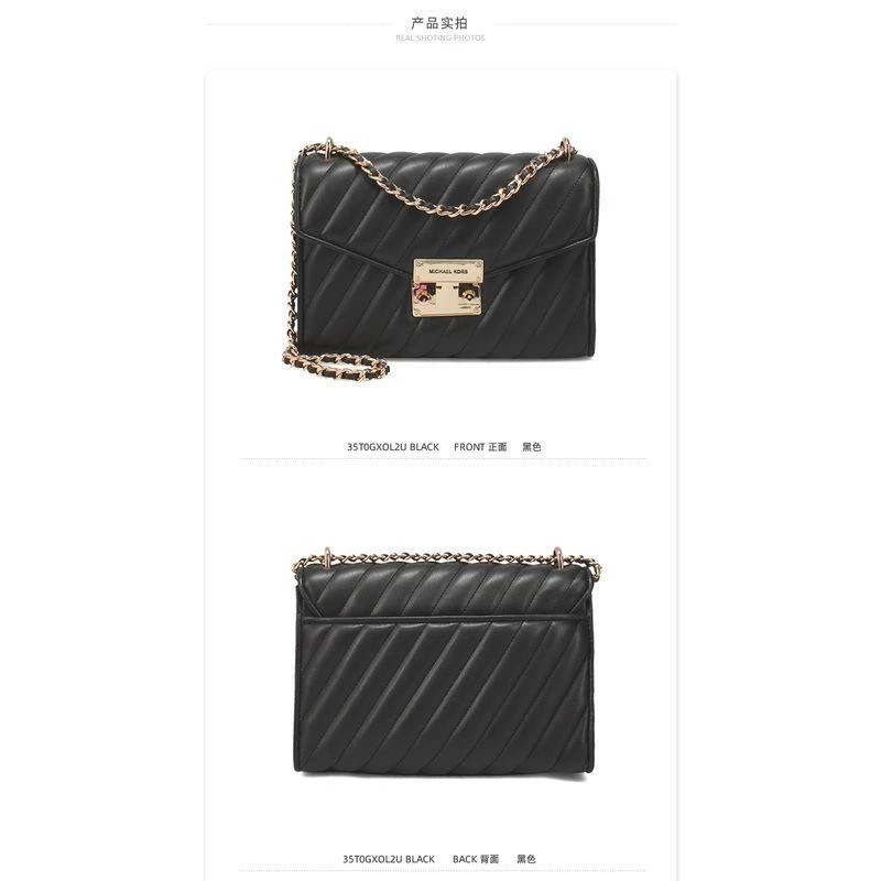 商品Michael Kors|香港直邮Michael Kors 奥莱款 ROSE中号女士人造皮革单肩斜挎包35T0GXOL2U BLACK,价格¥2344,第8张图片详细描�述