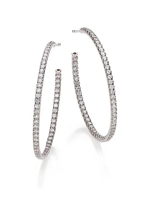 商品Roberto Coin|Diamond & 18K White Gold Inside-Outside Hoop Earrings/1.4",价格¥32197,第1张图片