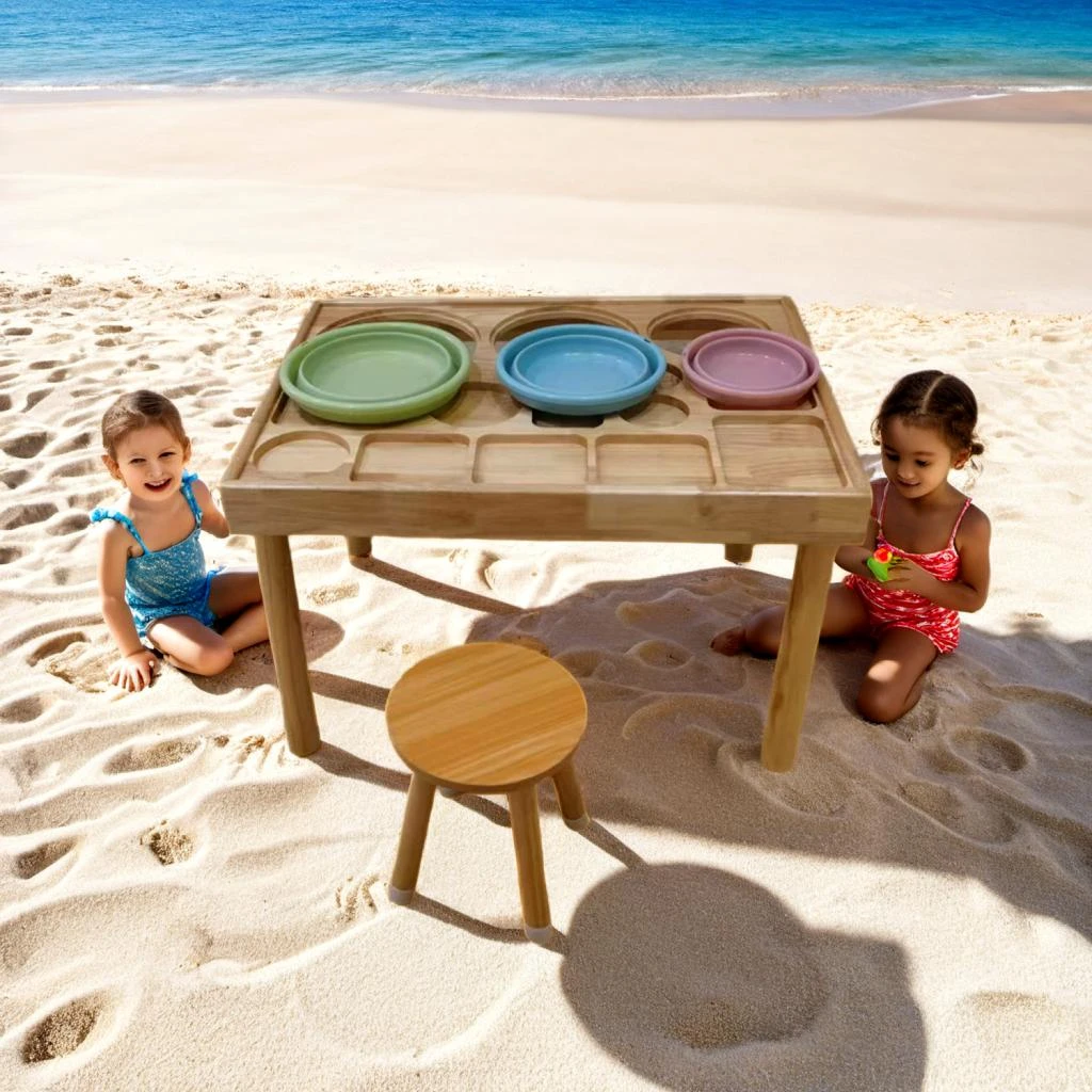 商品Streamdale Furniture|Streamdale Toddler Sensory Table with 2 Chairs - Sand & Water Play,价格¥1301,第3张图片详细描述