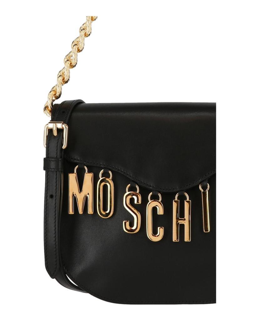 商品Moschino|Logo Charm Leather Shoulder Bag,价格¥5880,第5张图片详细描述
