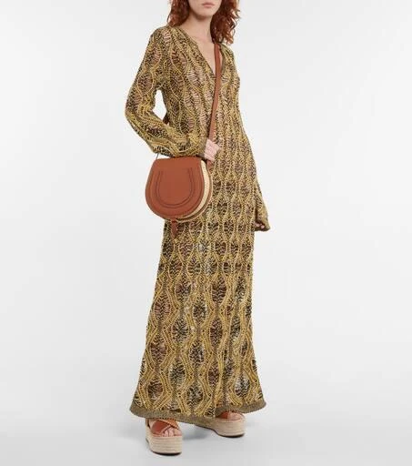 商品Chloé|Marcie leather-trimmed raffia shoulder bag,价格¥5784,第5张图片详细描述