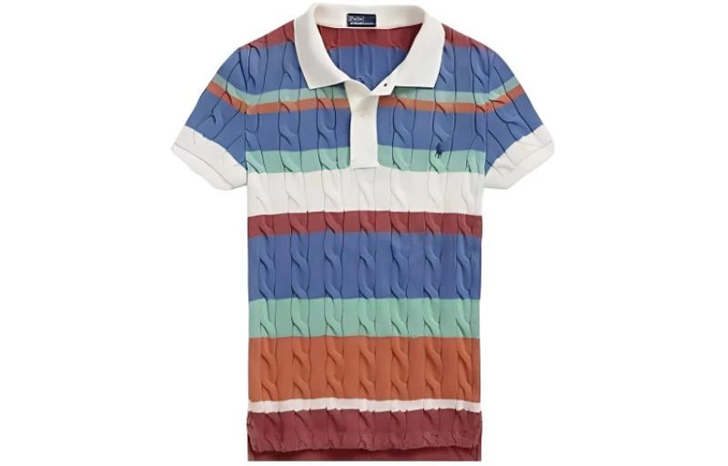 商品[国内直发] Ralph Lauren|拼色条纹针织短袖Polo衫 女款 多色,价格¥894,第1张图片