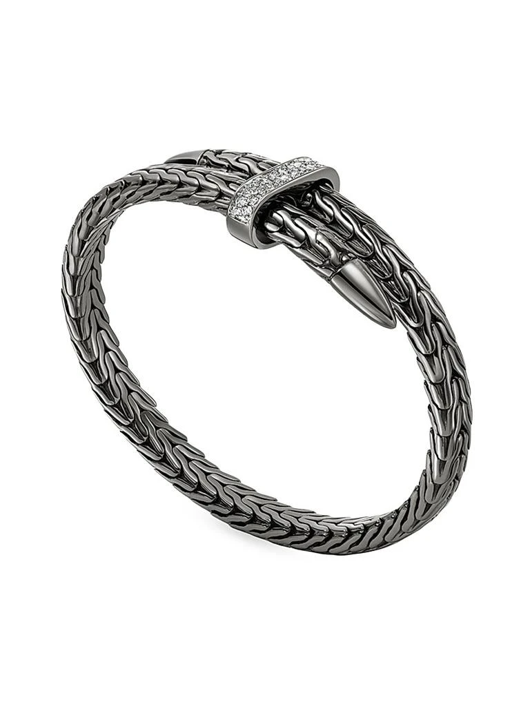 商品John Hardy|Spear Black-Rhodium-Plated & 0.24 TCW Diamond Bypass Flexible Cuff,价格¥14757,第4张图片详细描述
