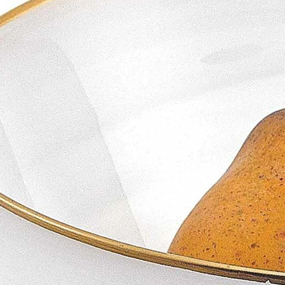 商品Homezia|10 Hand Crafted White Gold Glass Fruit Or Salad Bowl With Gold Rim,价格¥587,第2张图片详细描述