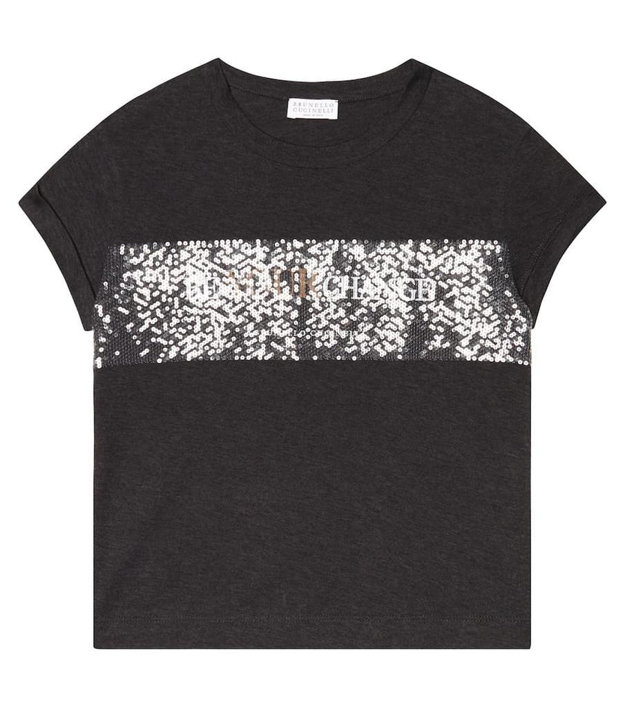 商品Brunello Cucinelli|Embellished cotton jersey T-shirt,价格¥1702-¥1872,第1张图片