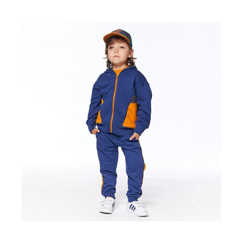 商品Deux par Deux|Boy Hooded French Terry Cardigan Navy Blue & Golden Yellow - Toddler|Child,价格¥183,第2张图片详细描述