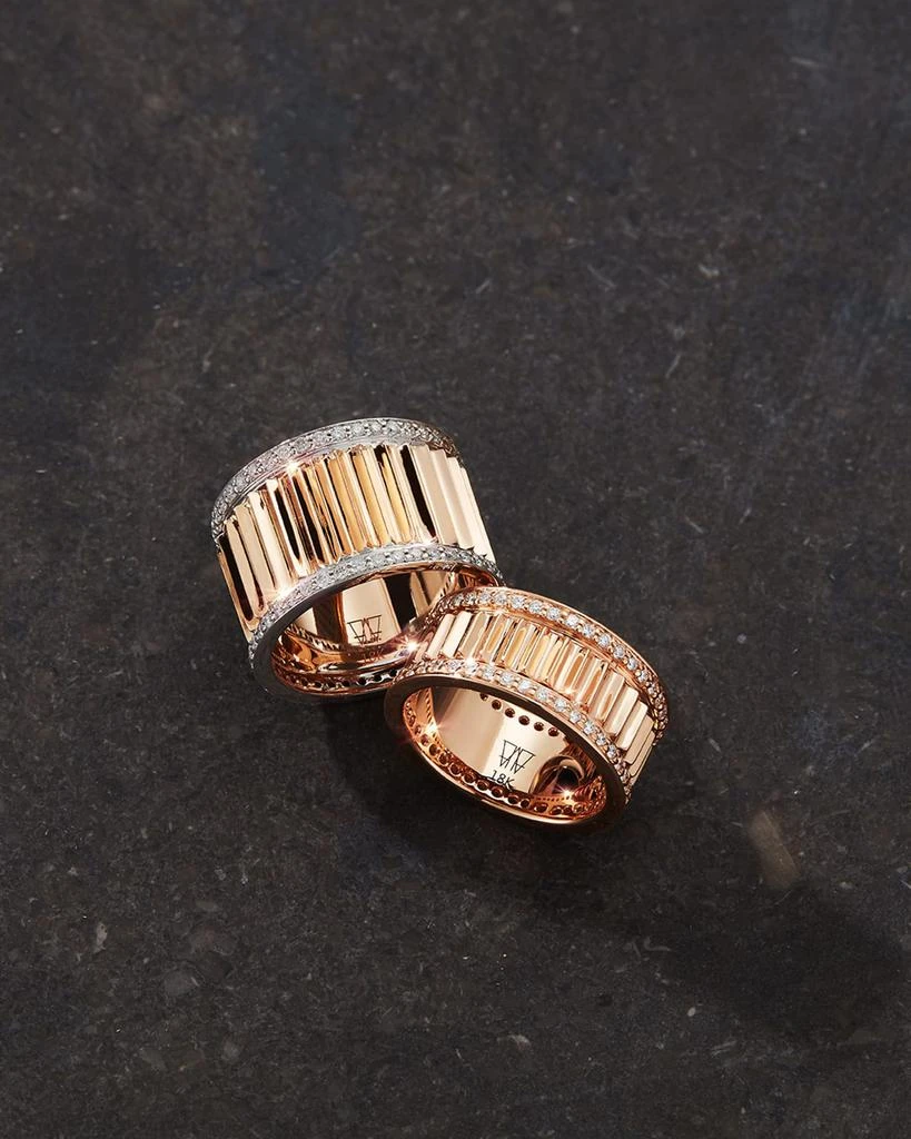商品Walters Faith|Clive Rose Gold Narrow Fluted Band Ring with Diamonds Rails,价格¥43998,第4张图片详细描述