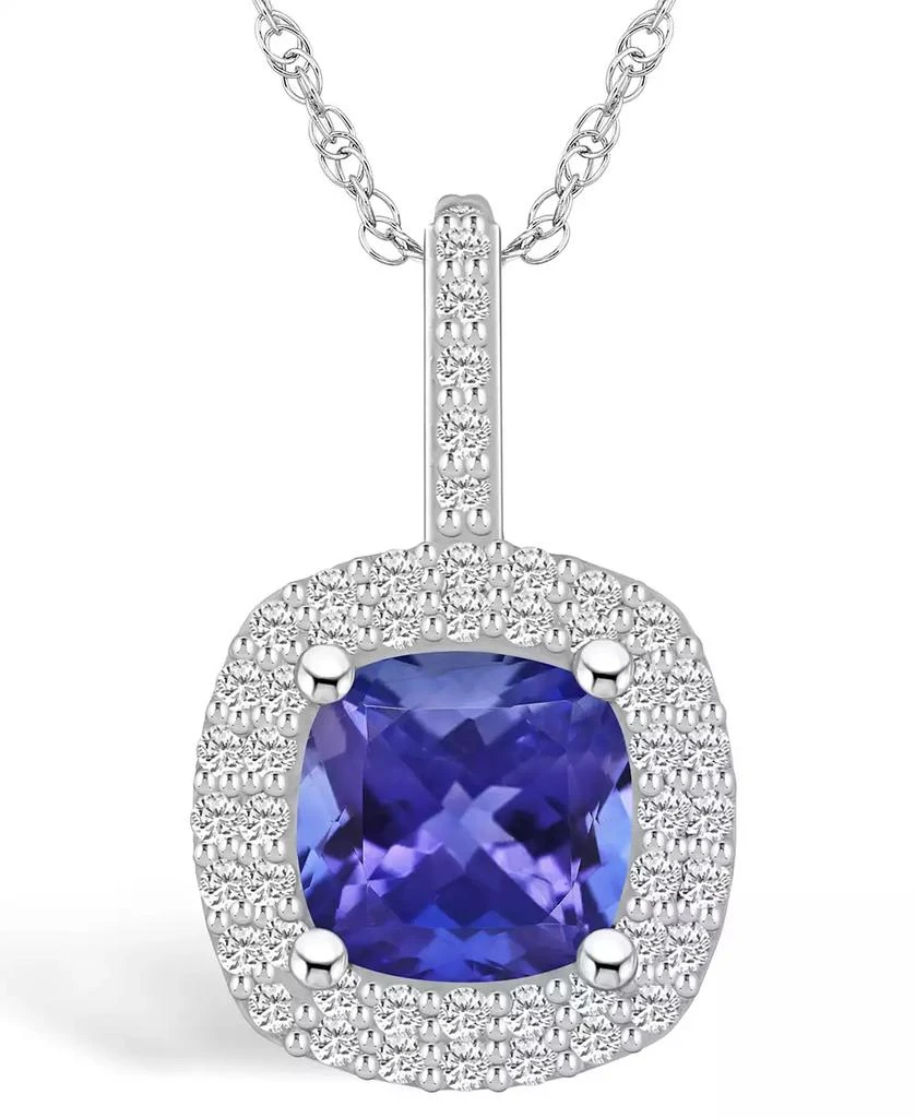 商品Macy's|Tanzanite (2-1/3 Ct. t.w.) and Diamond (1/2 Ct. t.w.) Halo Pendant Necklace,价格¥54991,第1张图片