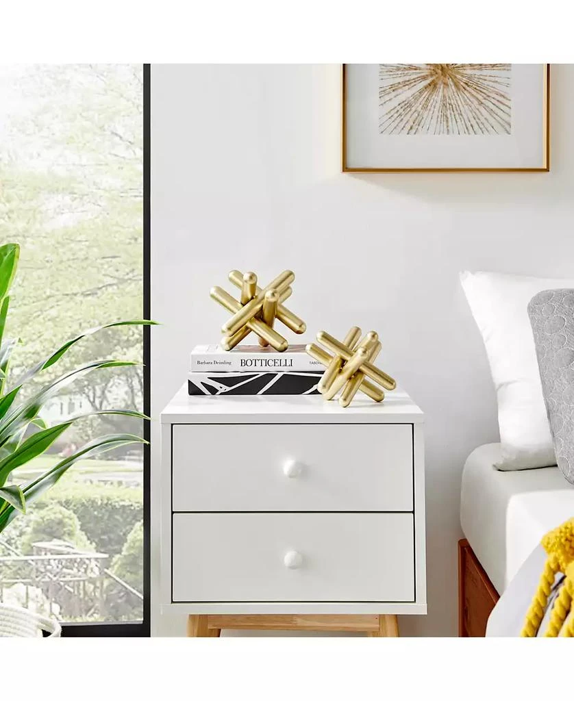 Small and Medium 2-Piece Abstract Gold-Tone Finish Textured Metal Geometric Sculptures Set 商品