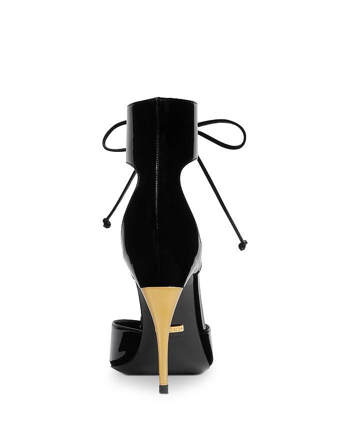 商品Gucci|Women's Pointed Toe Ankle Tie High Heel Pumps,价格¥7455,第4张图片详细描述