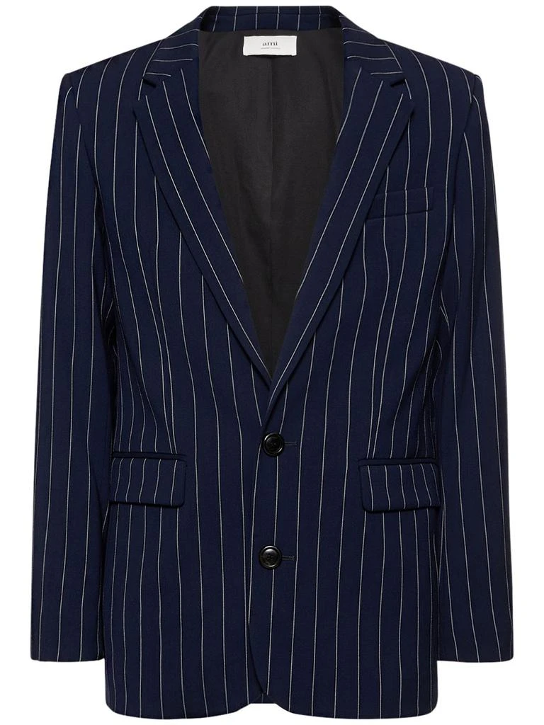 商品AMI|Pinstripe Wool Gabardine Blazer,价格¥3847,第1张图片