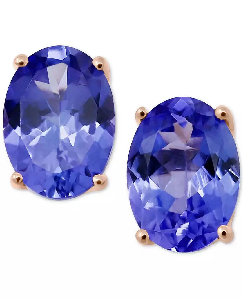 商品Macy's|Tanzanite Oval Stud Earrings (1-1/3 ct. t.w.) in 14k Rose Gold,价格¥1332,第1张图片