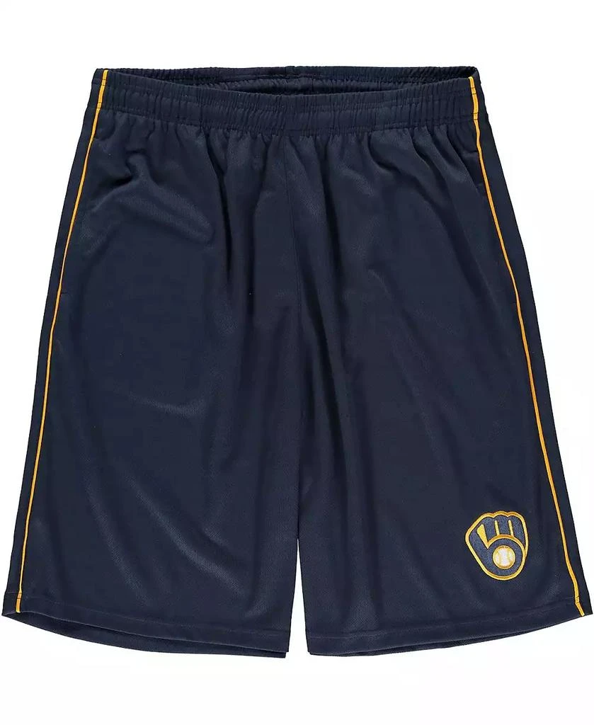商品Majestic|Men's Navy Milwaukee Brewers Big and Tall Mesh Team Shorts,价格¥223,第1张图片
