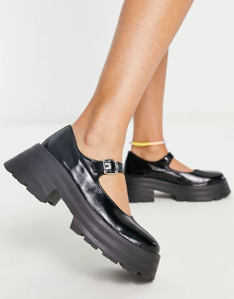 ASOS DESIGN Maxine chunky mary jane flat shoes in black商品第2张图片规格展示