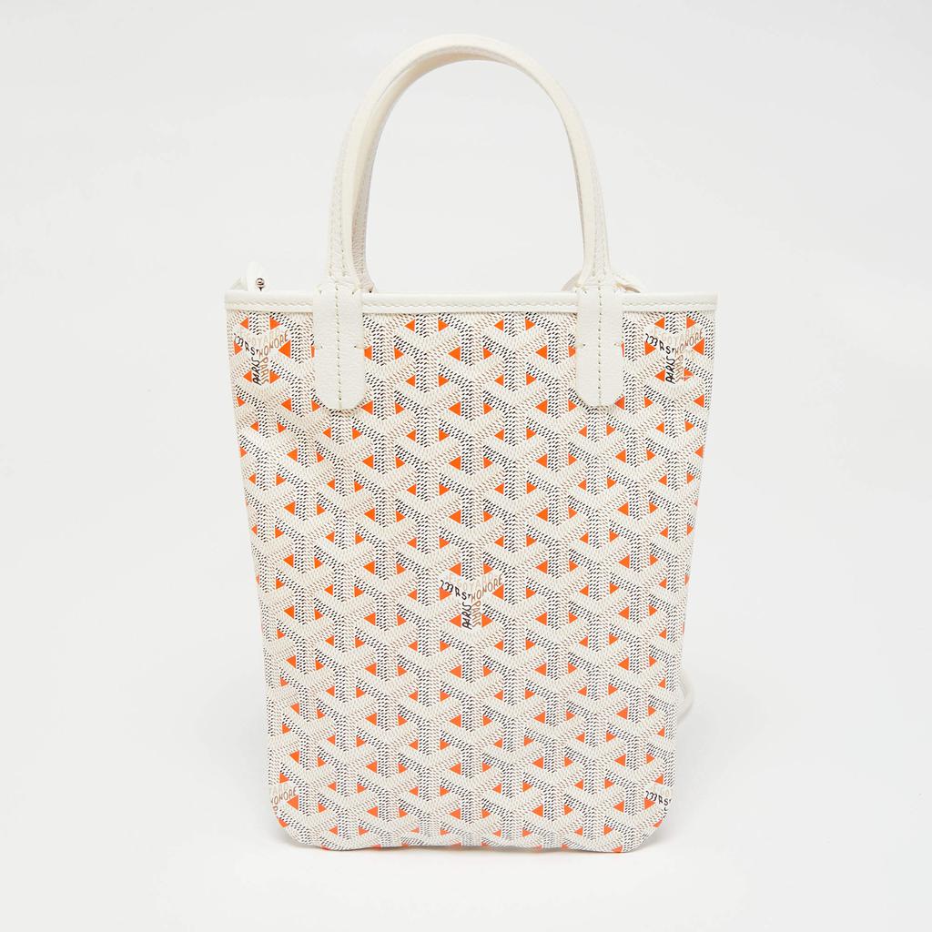 Goyard White/Orange Goyardine Coated Canvas and Leather Poitiers Claire-Voie Tote商品第4张图片规格展示