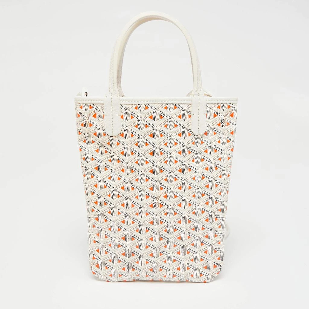 商品Goyard|Goyard White/Orange Goyardine Coated Canvas and Leather Poitiers Claire-Voie Tote,价格¥20531,第4张图片详细描述