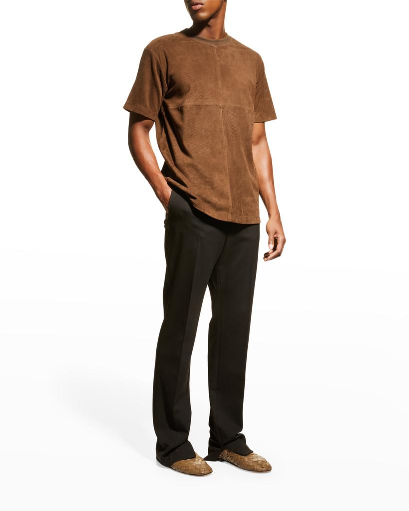 Men's Woven Leather Slippers, Black商品第2张图片规格展示