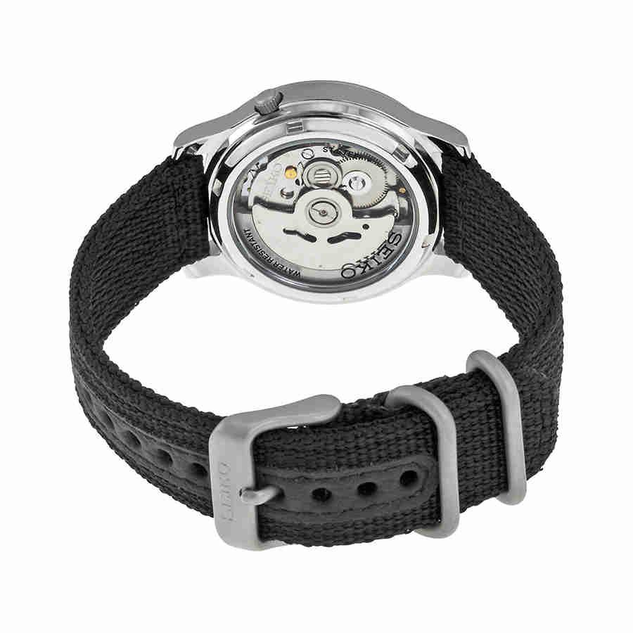Seiko 5 Black Dial Black Canvas Automatic Mens Watch SNK809商品第3张图片规格展示