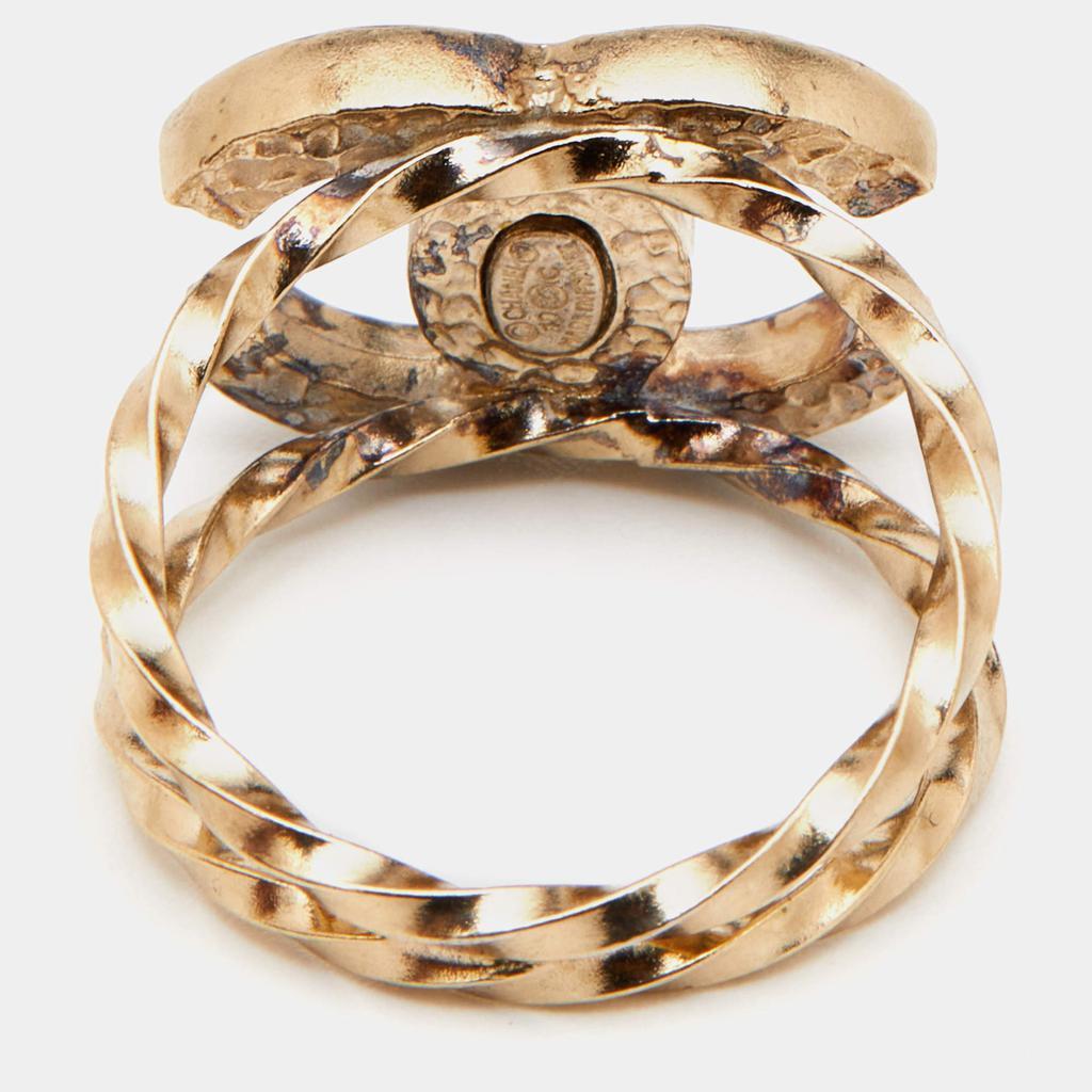 商品[二手商品] Chanel|Chanel CC Resin Gold Tone Ring Size 53,价格¥4458,第5张图片详细描述
