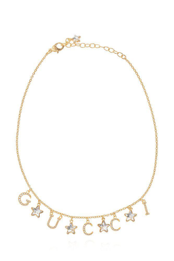 商品Gucci|Gucci Embellished Logo Star Charm Necklace,价格¥6744,第1张图片