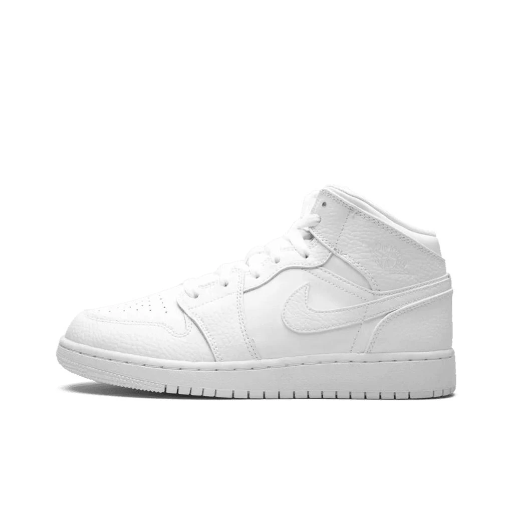 商品Jordan|Air Jordan 1 Mid Triple White (GS),价格¥1614,第1张图片