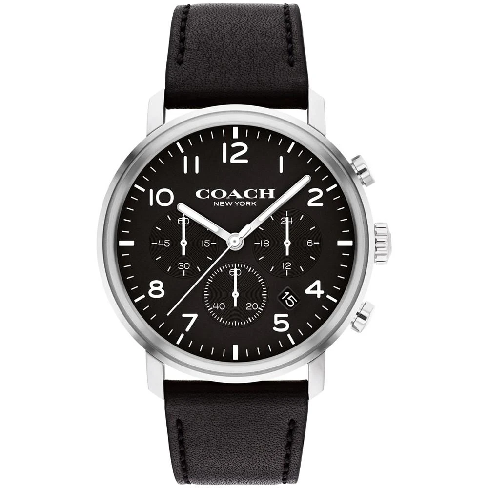 商品Coach|Men's Harrison Black Leather Strap Watch 42mm,价格¥1656,第1张图片