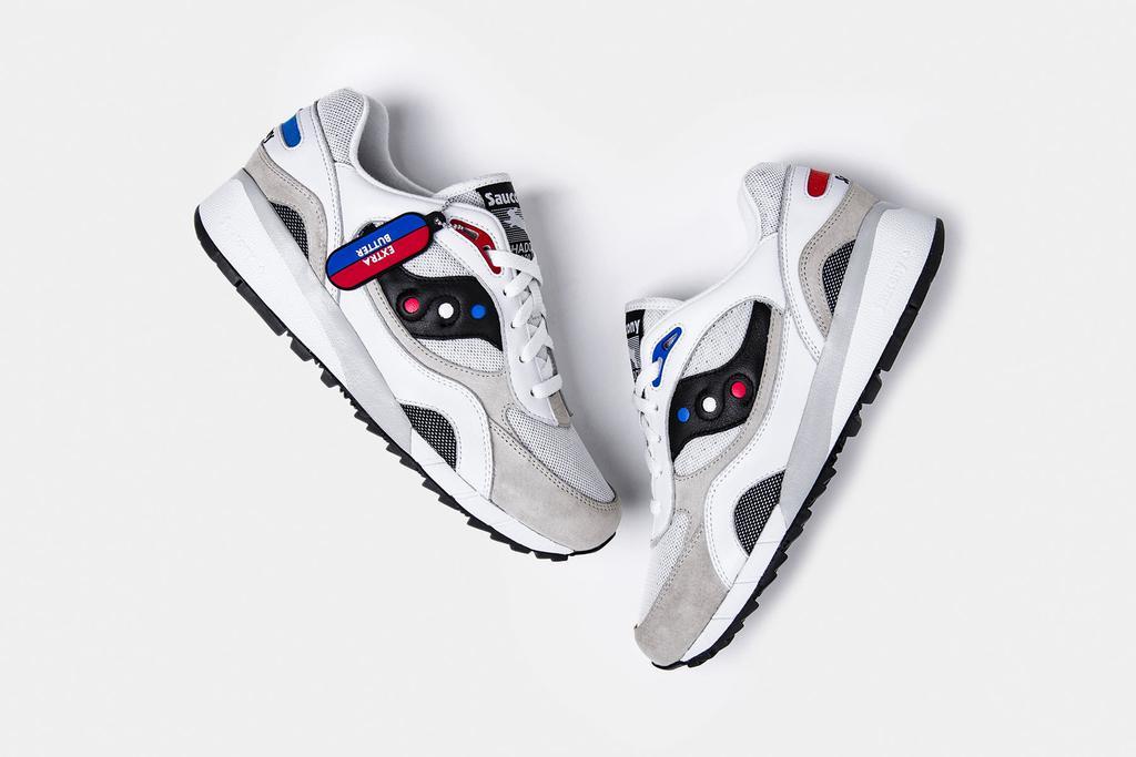 商品Saucony|Saucony x Extra Butter Shadow 6000 "White Rabbit" - White/Black/Red,价格¥941,第4张图片详细描述