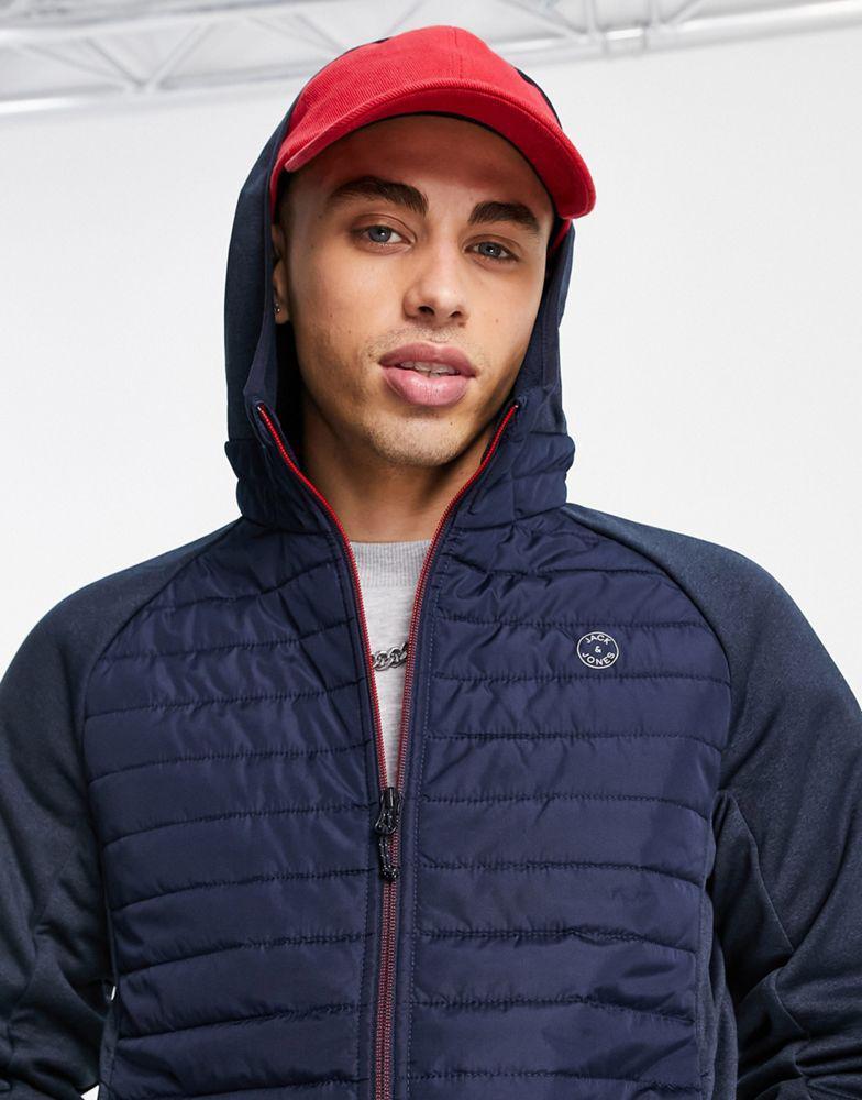 商品Jack & Jones|Jack & Jones Essentials padded jacket with contrast sleeves in navy,价格¥255,第5张图片详细描述