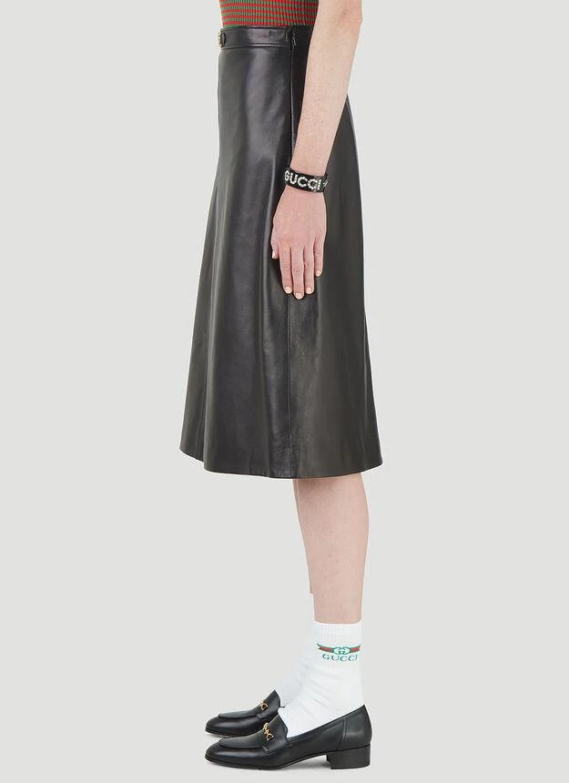 商品Gucci|Horsebit Leather Skirt in Black,价格¥19201,第3张图片详细描述