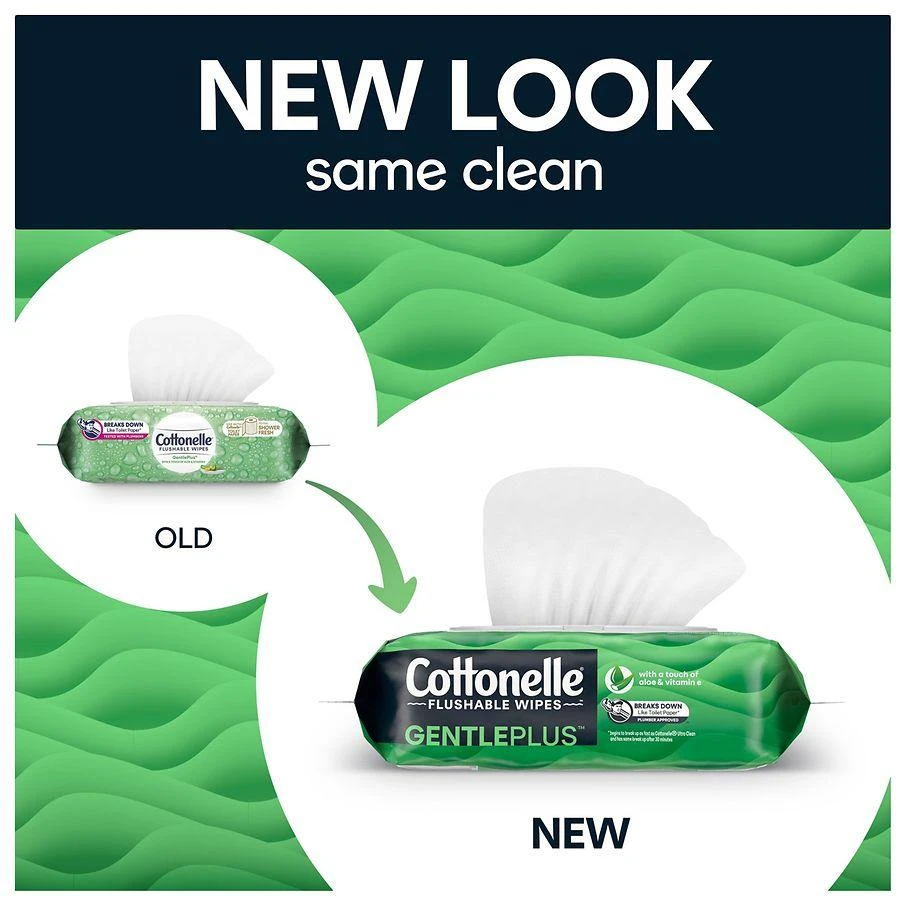 商品Cottonelle|GentlePlus Flushable Wet Wipes, Aloe & Vitamin E, Flip-Top Packs,价格¥45,第3张图片详细描述