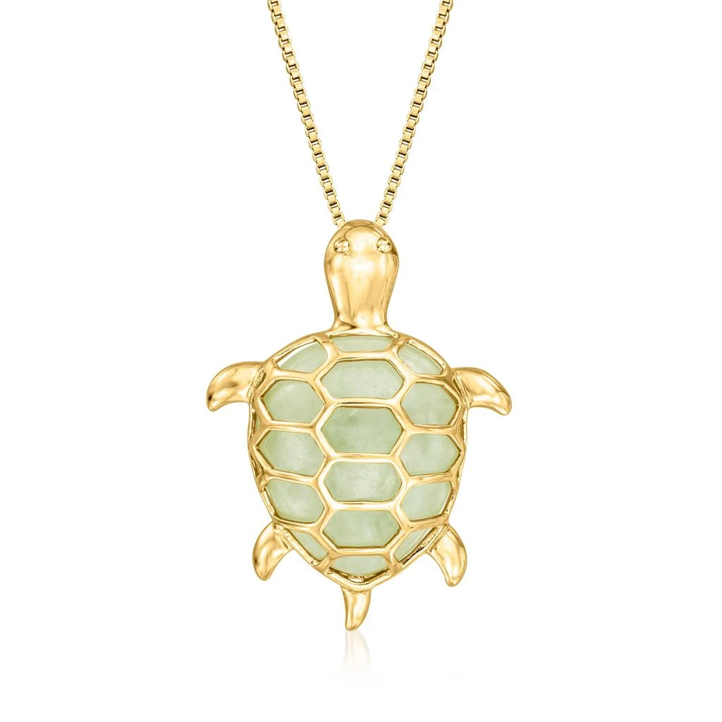 商品Ross-Simons|Jade Turtle Pendant Necklace in 18kt Gold Over Sterling,价格¥796,第1张图片