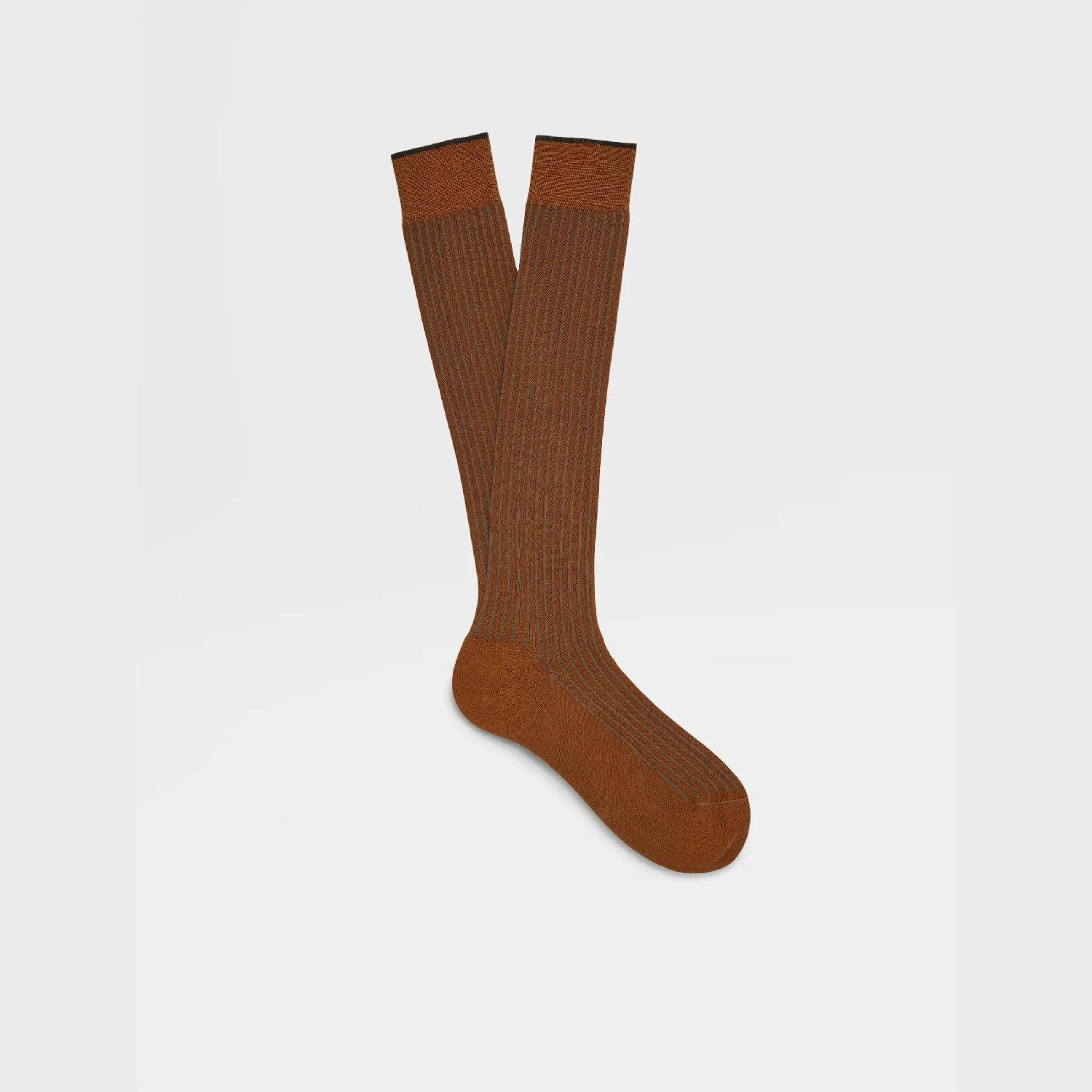 包邮包税【预售7天发货】 ZEGNA杰尼亚 23秋冬 男士 袜子 Vicuna Color Cotton Blend Ribbed Mid Calf Socks N5V40-574-222 商品