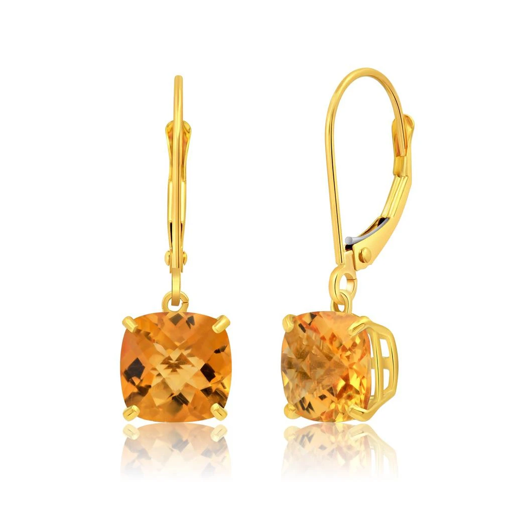 商品MAXCOLOR|14k Solid Yellow Gold Gemstone Dangle Leverback Earrings (8mm),价格¥1344,第1张图片