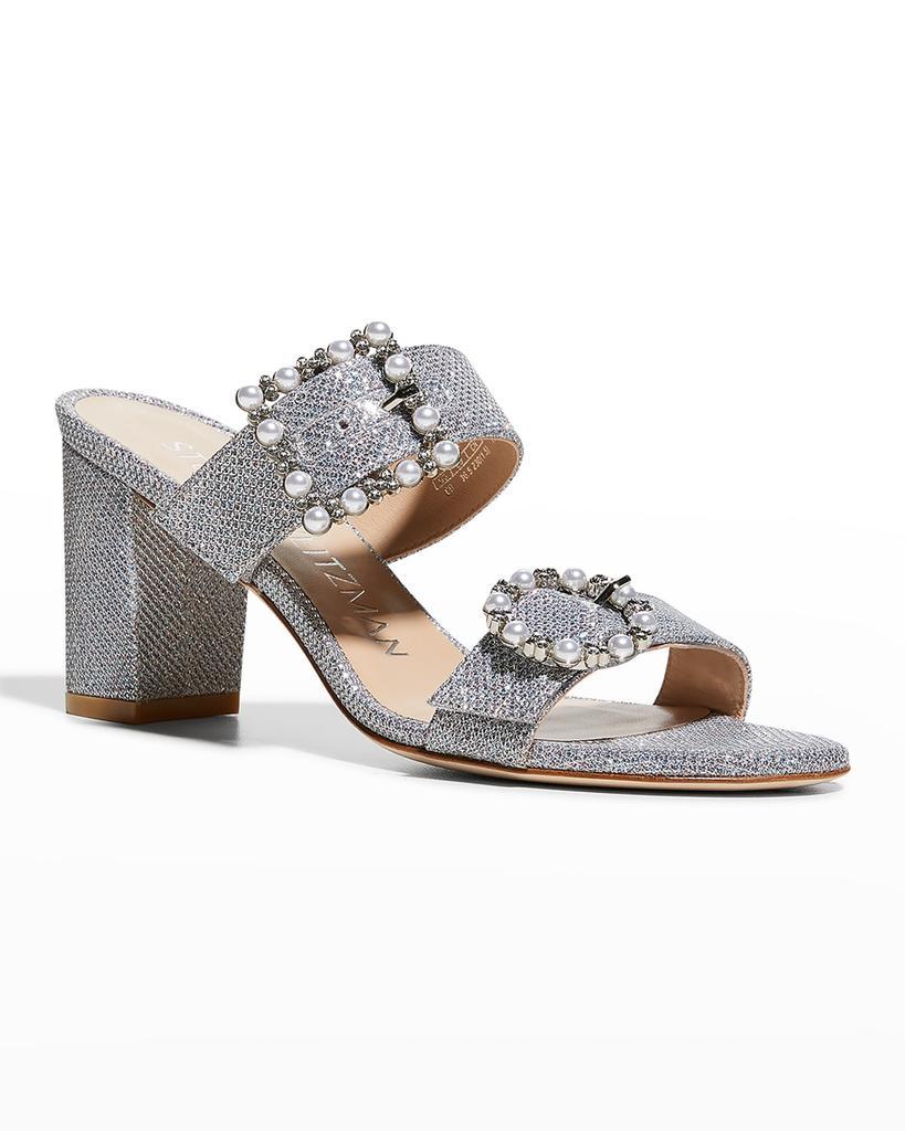 商品Stuart Weitzman|Pearly Buckle Dual-Band Slide Sandals,价格¥2791,第4张图片详细描述