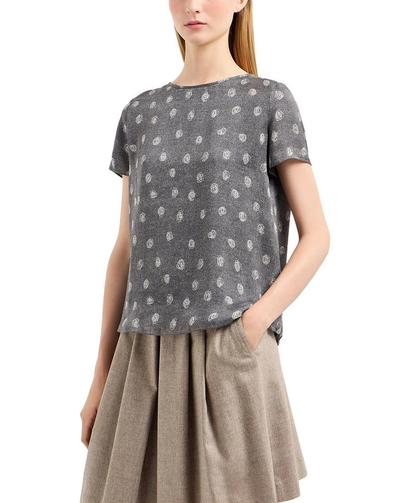 商品Emporio Armani|Silk Chiffon Short Sleeve Top,价格¥2451,第1张图片